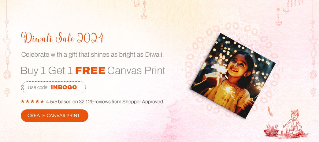 Diwali Sale 2024 - Buy1 Get1 Free Canvas Print - Use Code  - INBOGO